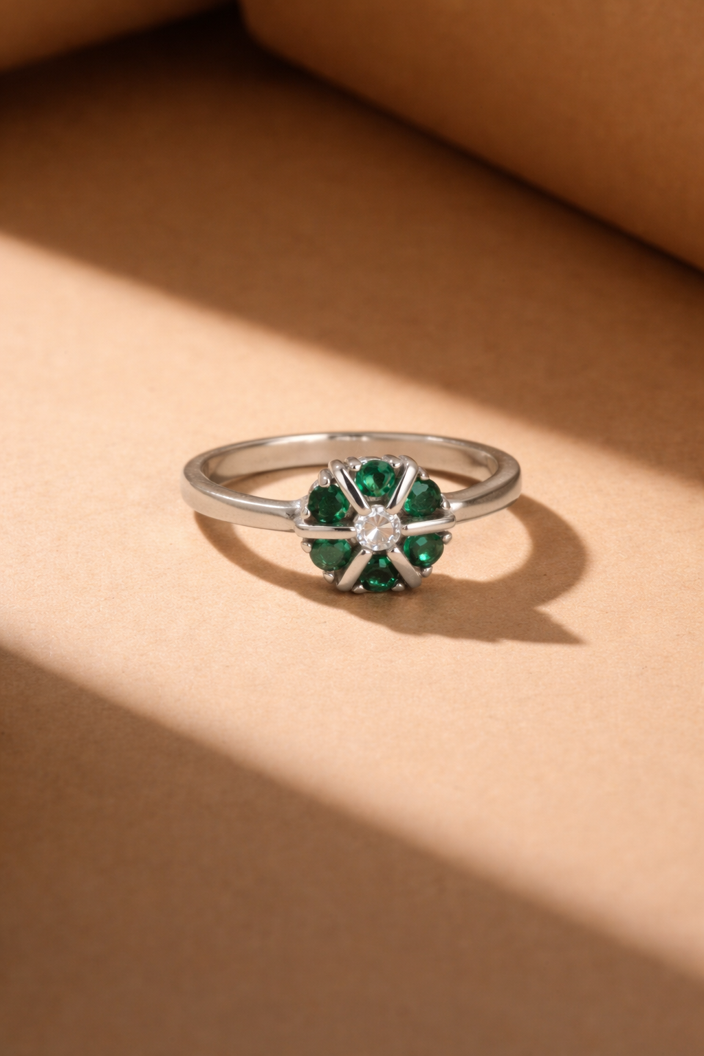 Emerald Bloom Cluster Ring