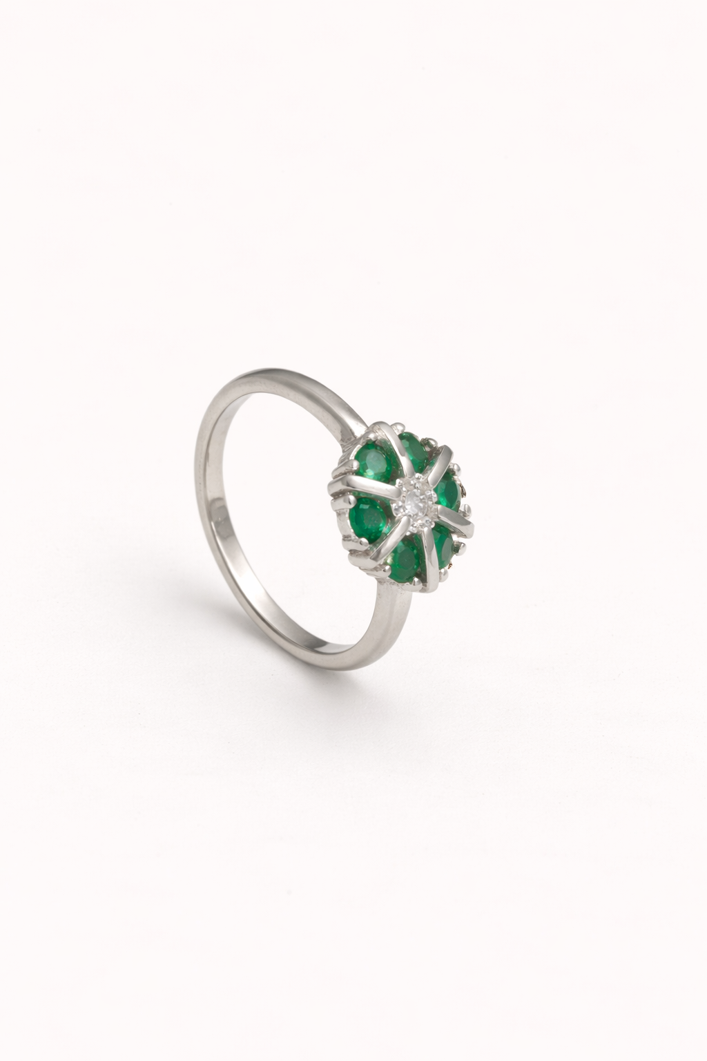 Emerald Bloom Cluster Ring