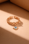 Evil Eye Charm Chain Ring