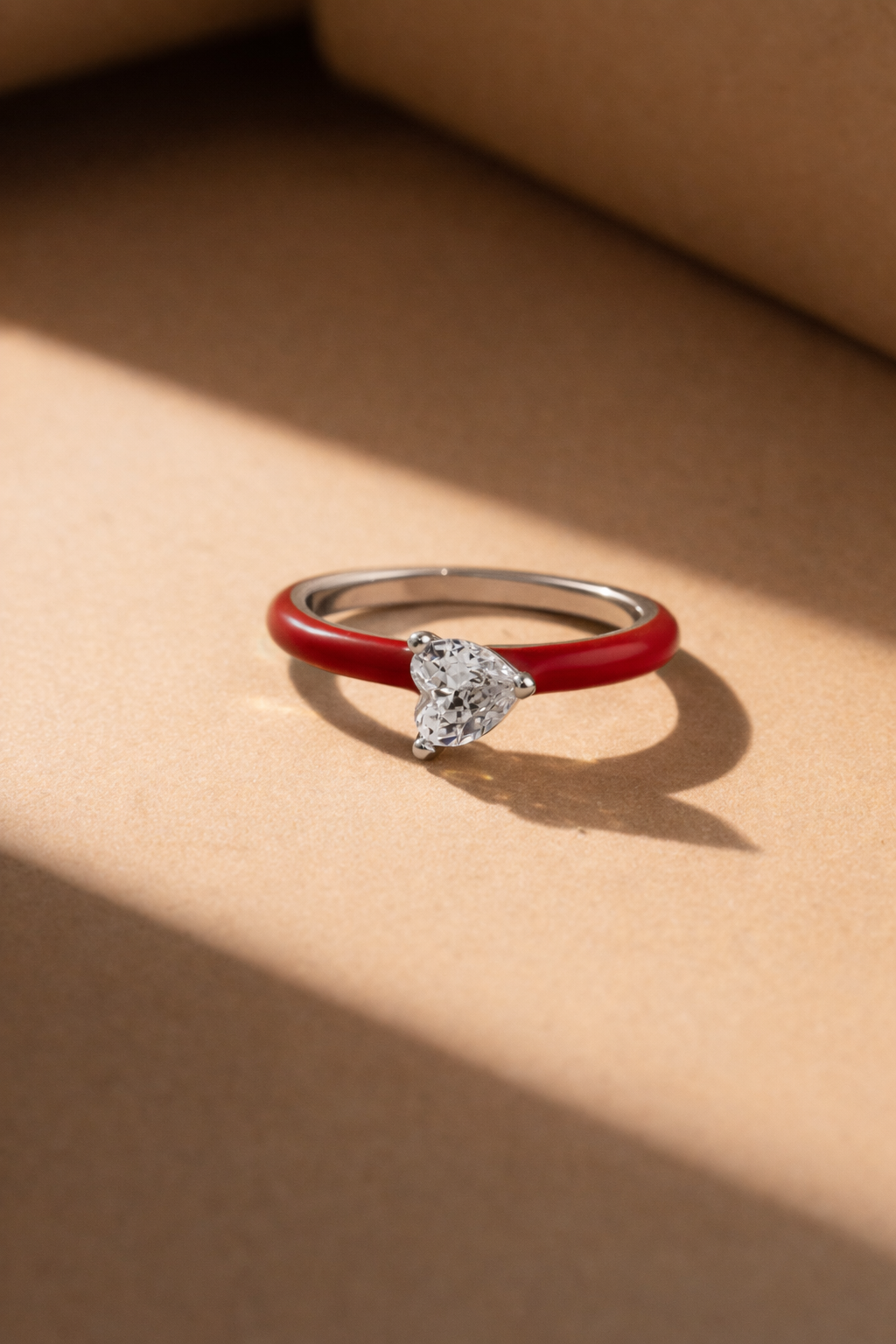 Crimson Heart Solitaire Ring