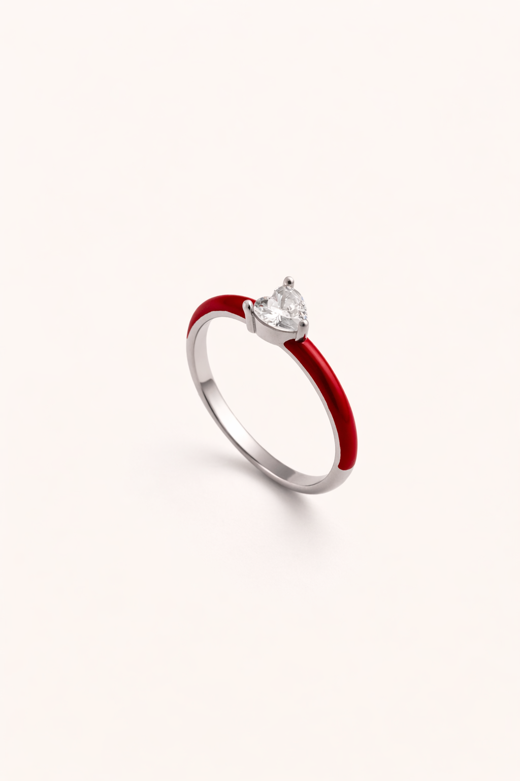 Crimson Heart Solitaire Ring