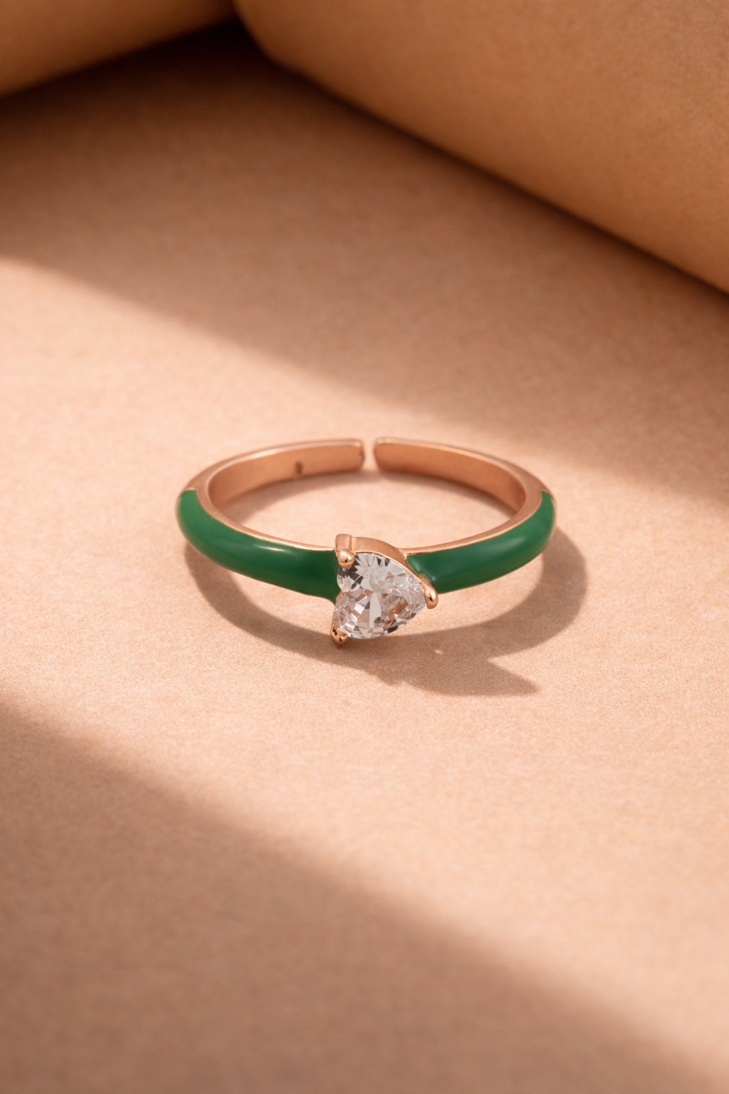 Emerald Enamel Heart Ring