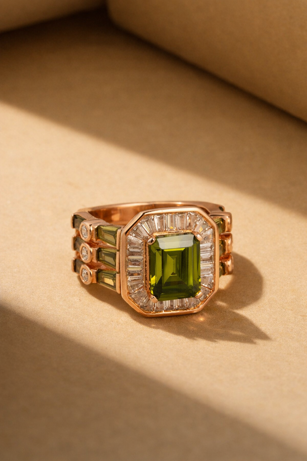 Emerald Halo Statement Ring