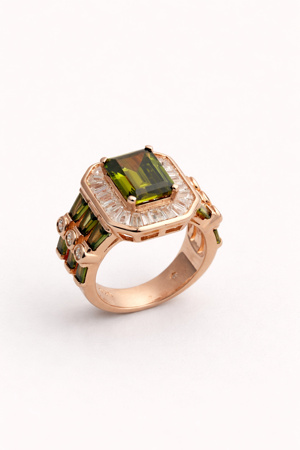 Emerald Halo Statement Ring