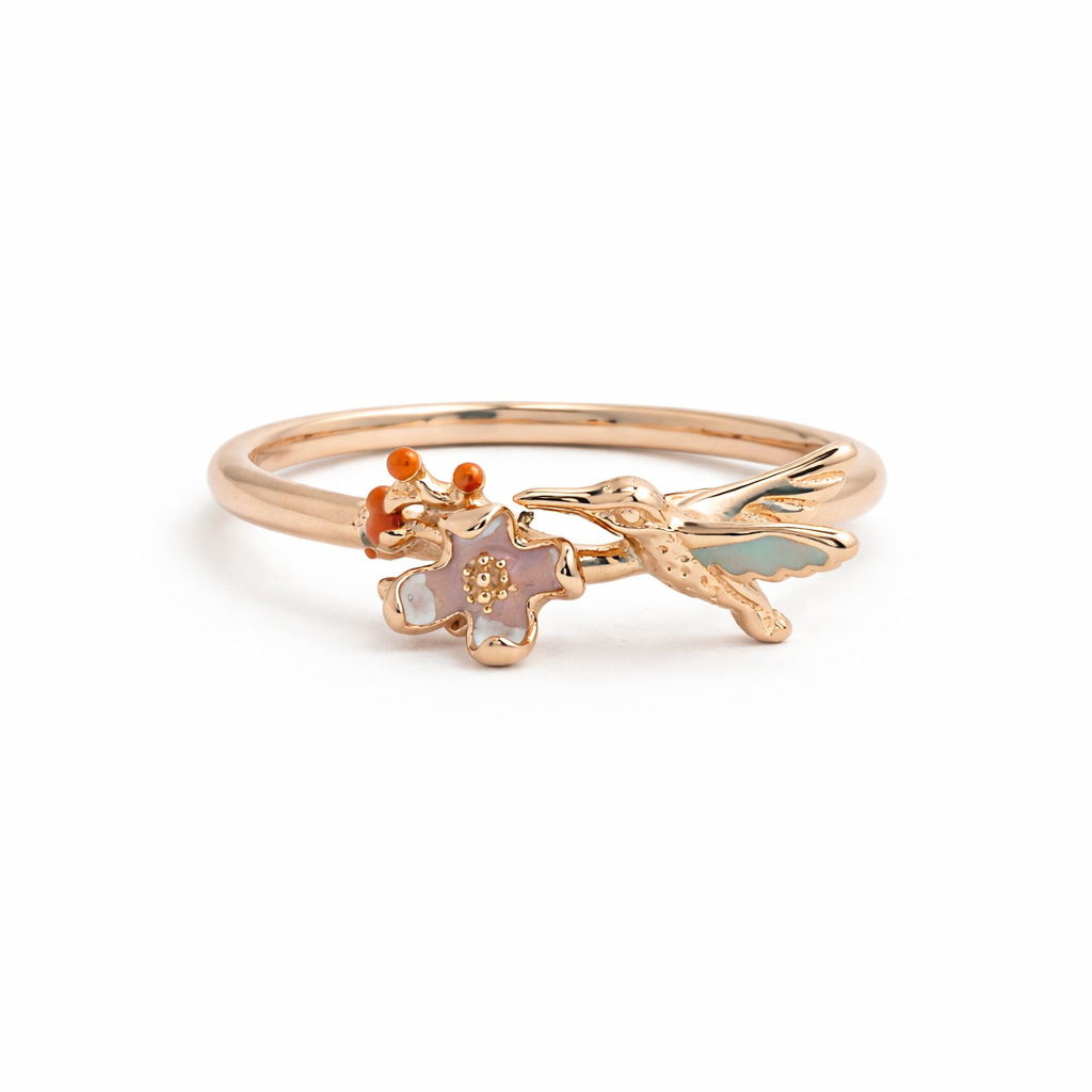 Hummingbird Floral Ring