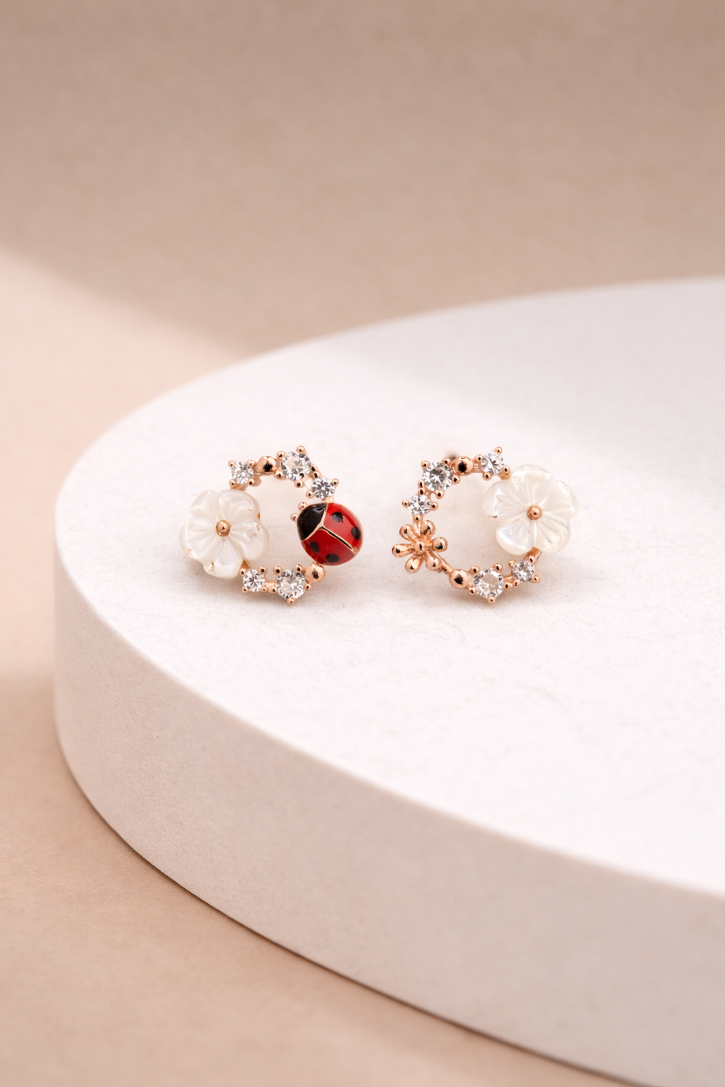 Ladybug Floral Studs