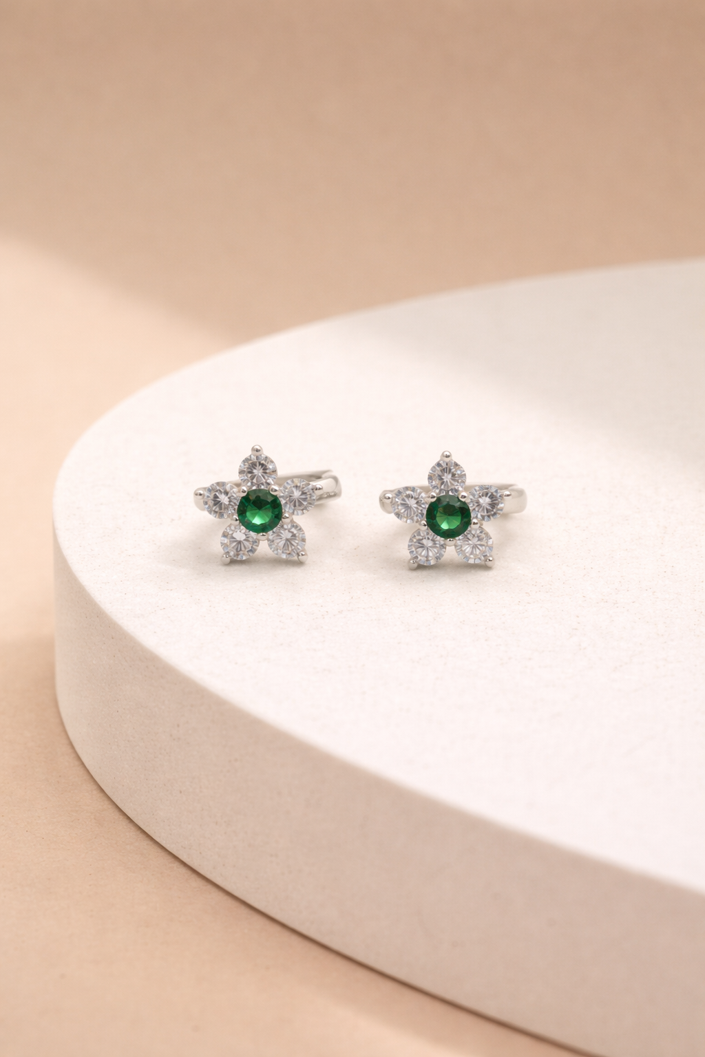 Emerald Flower Studs