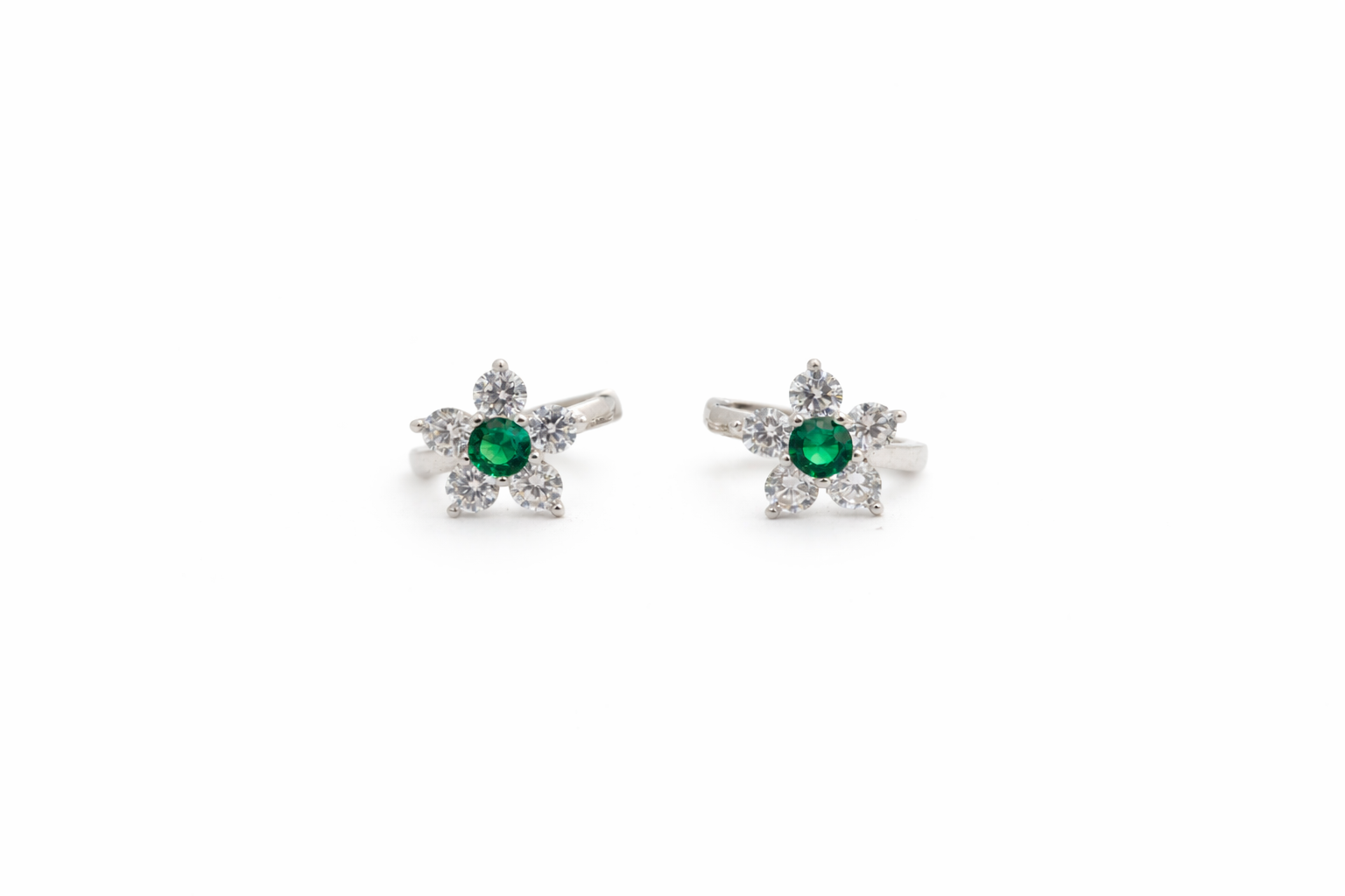 Emerald Flower Studs