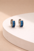 Blue Baguette Hoop Earrings