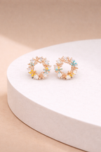 Floral Enamel Hoop Studs
