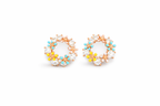 Floral Enamel Hoop Studs