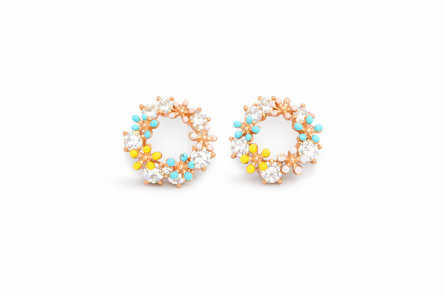 Floral Enamel Hoop Studs