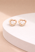 Abstract Heart Pearl Studs