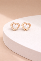 Abstract Heart Pearl Studs