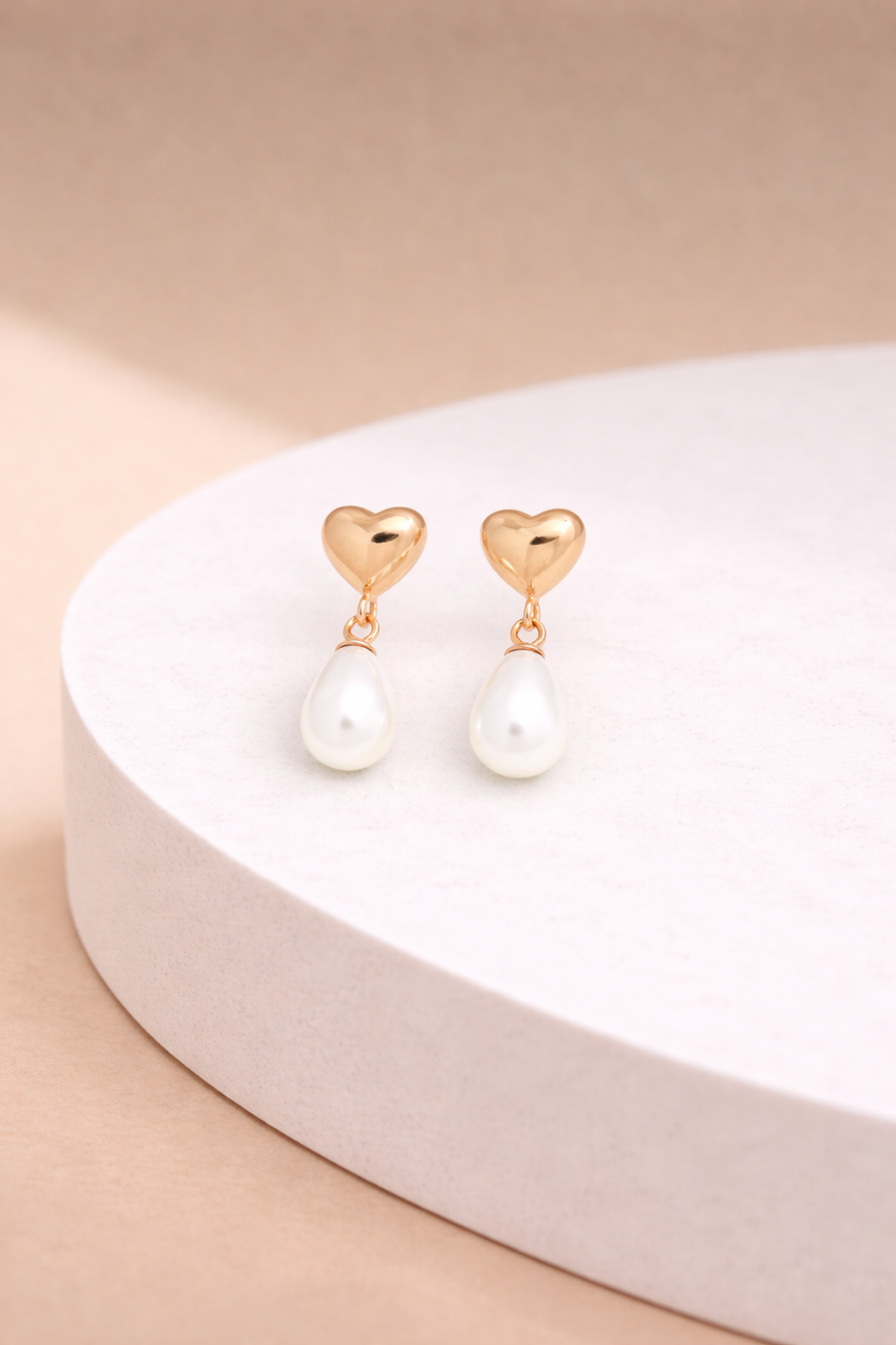 Heart Pearl Drop Studs
