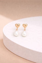 Heart Pearl Drop Studs
