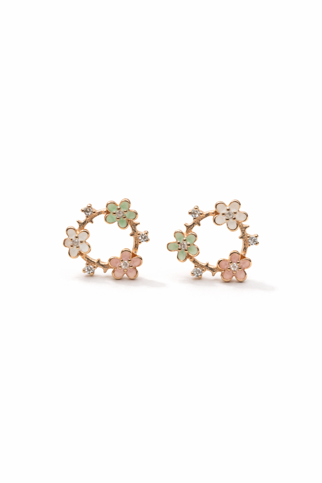 Pastel Bloom Circle Stud Earrings