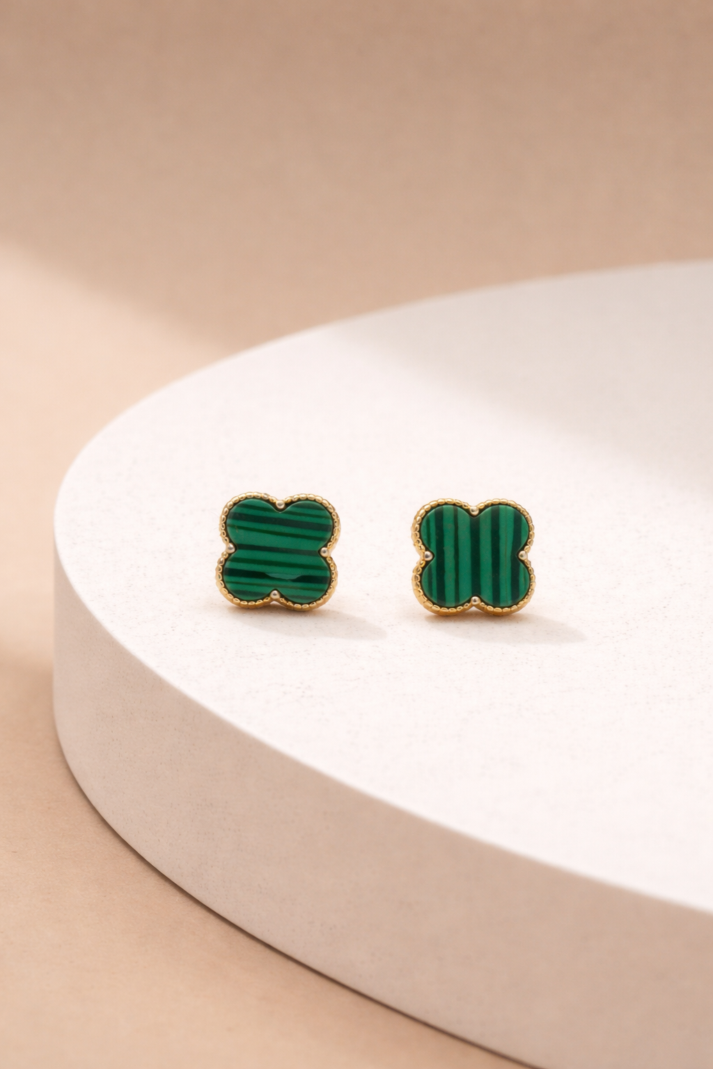 Emerald Clover Stud Earrings