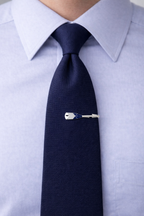 Enamel Accent Tie Clip Silver
