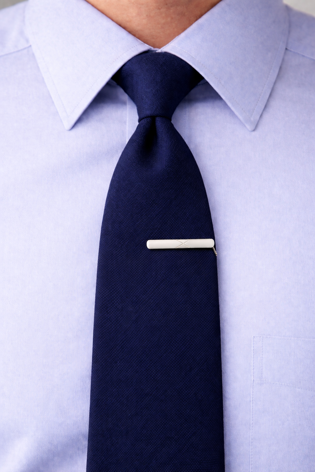 Diagonal Cut Tie Clip Silver