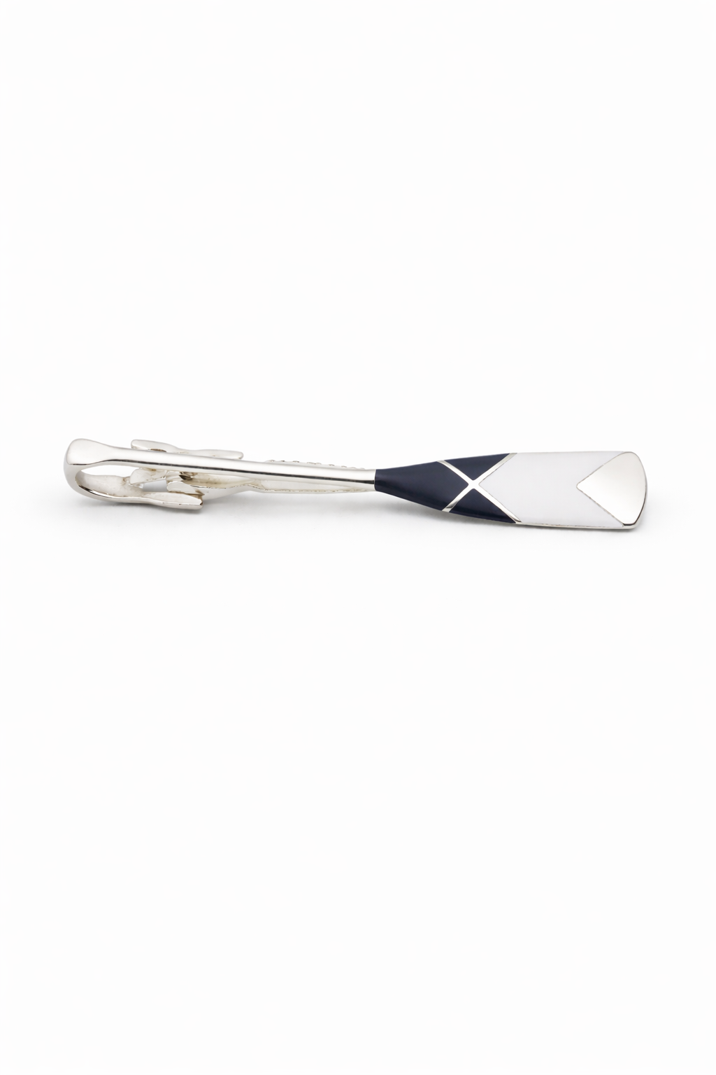 Enamel Accent Tie Clip Silver