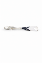 Enamel Accent Tie Clip Silver