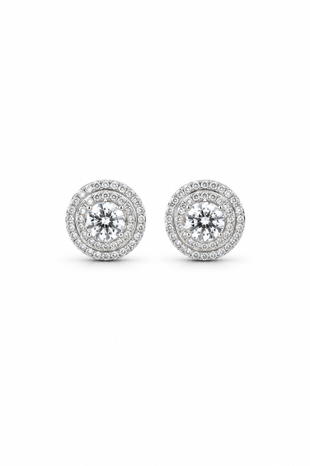 Moissanite Crown Halo Studs