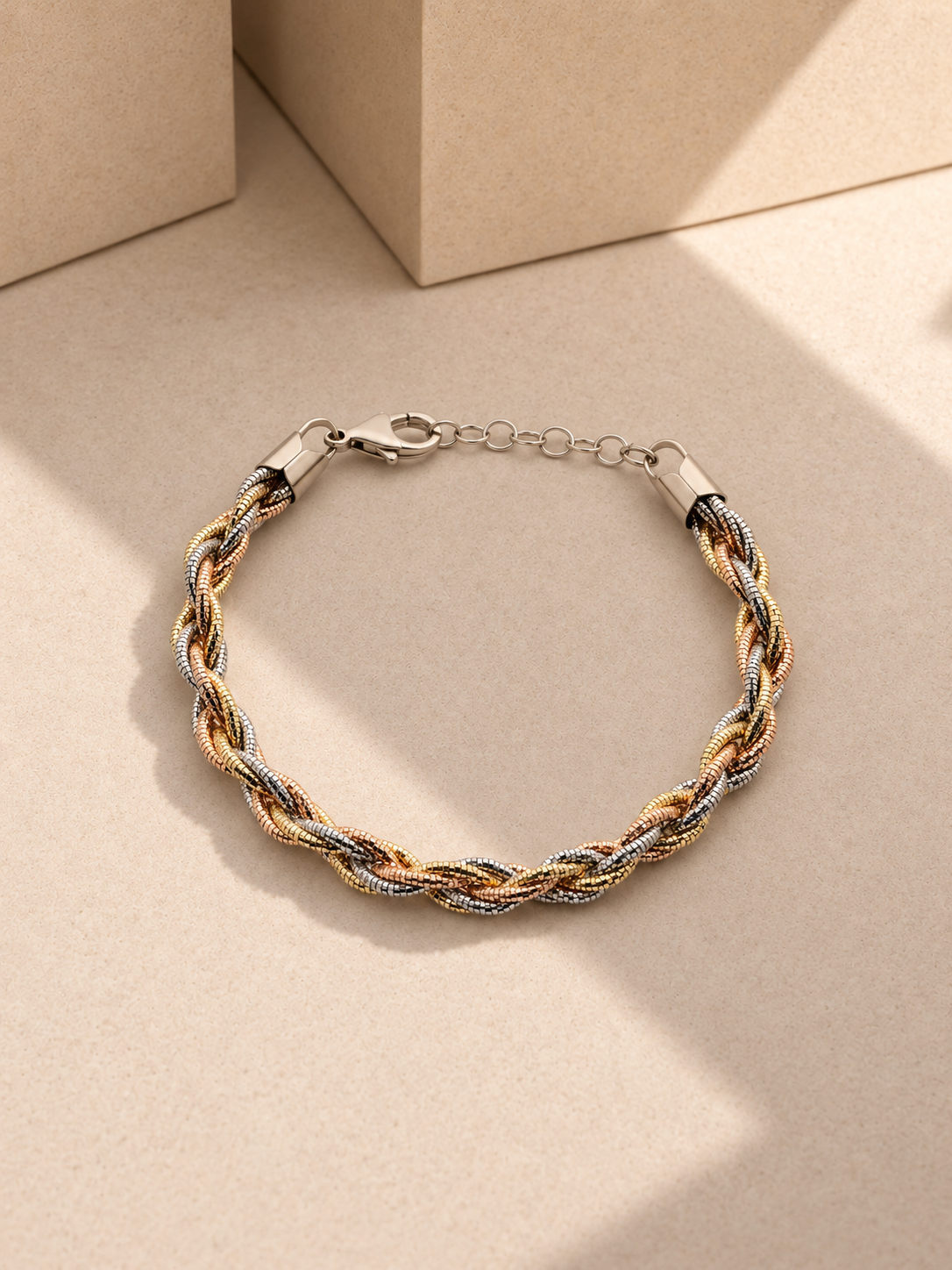 Tri-Tone Infinity Braid Bracelet