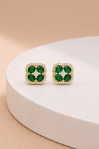 Luxe Green Halo Studs