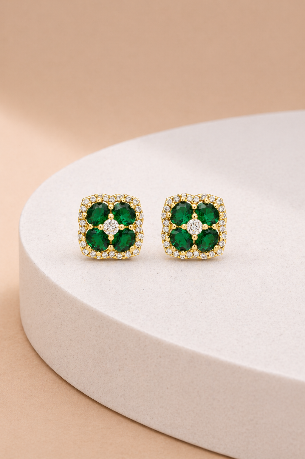 Luxe Green Halo Studs