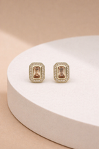 Champagne Halo Studs