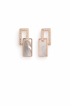 Geometric Pearl CZ Drop Earrings