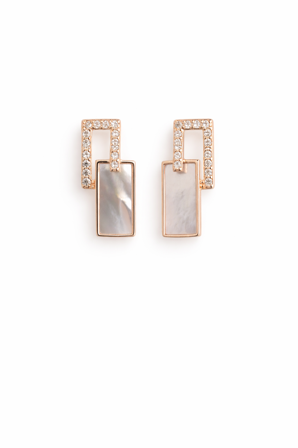 Geometric Pearl CZ Drop Earrings