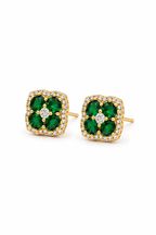 Luxe Green Halo Studs
