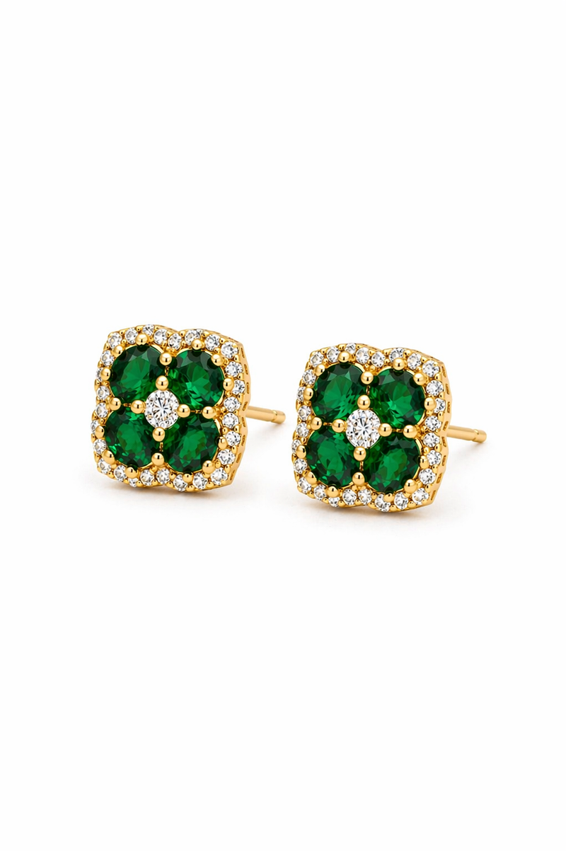 Luxe Green Halo Studs