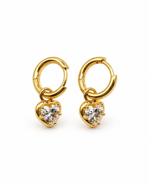 Amora Heart Charm Hoops