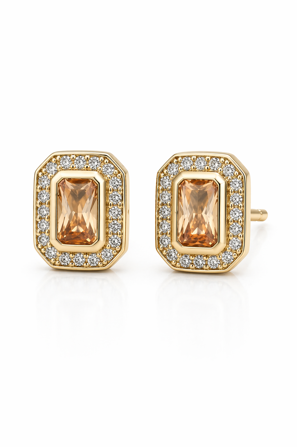 Champagne Halo Studs