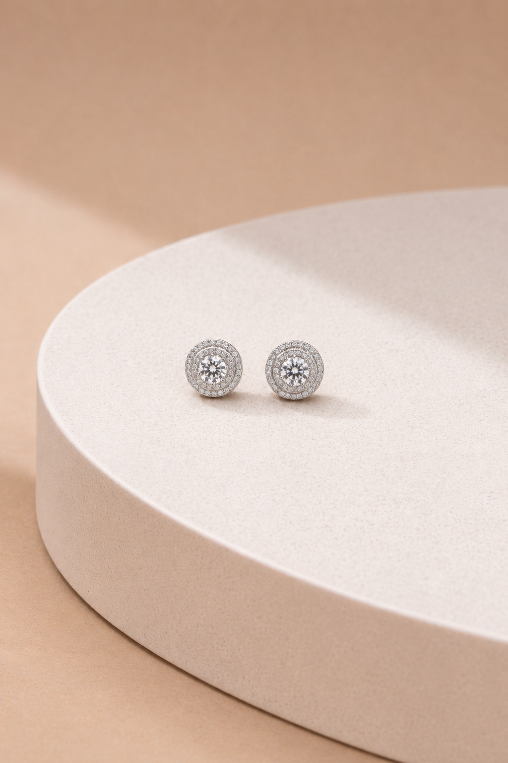 Moissanite Crown Halo Studs